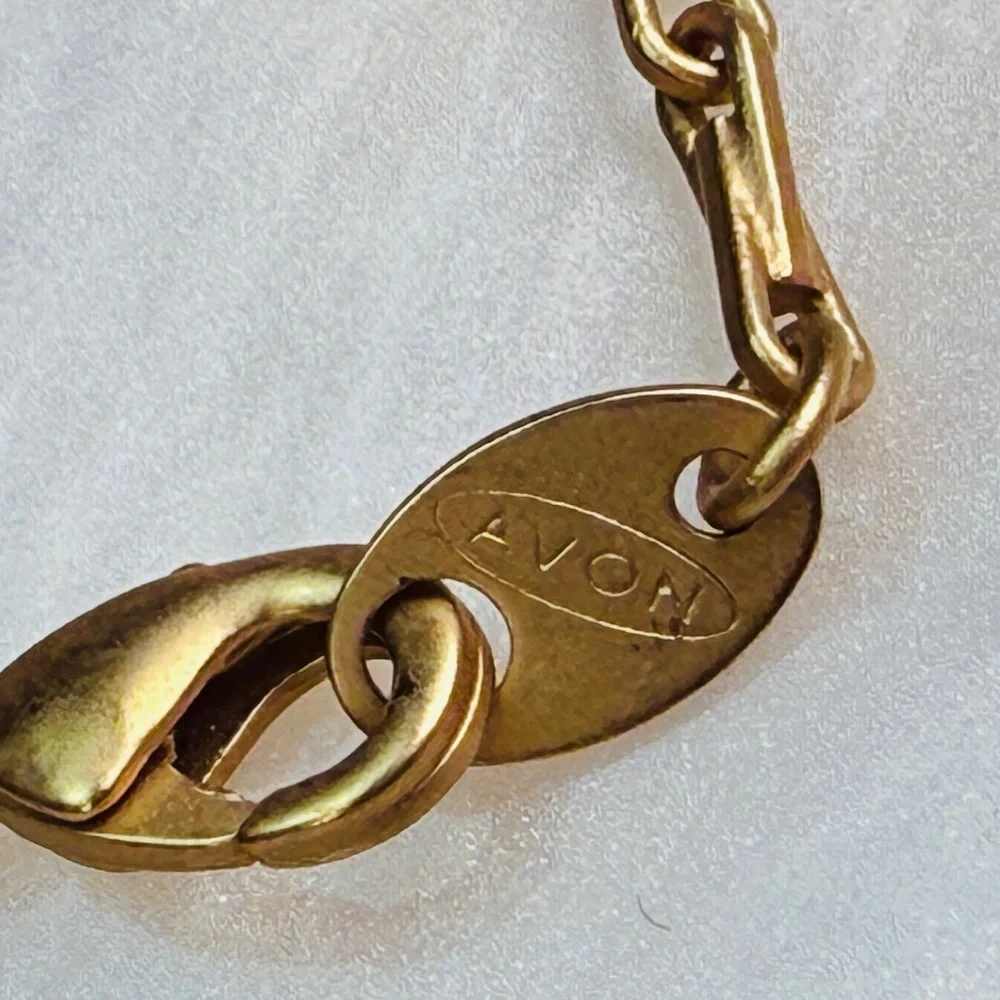 Vintage Avon Goldtone Necklace with Red and Blue Accents